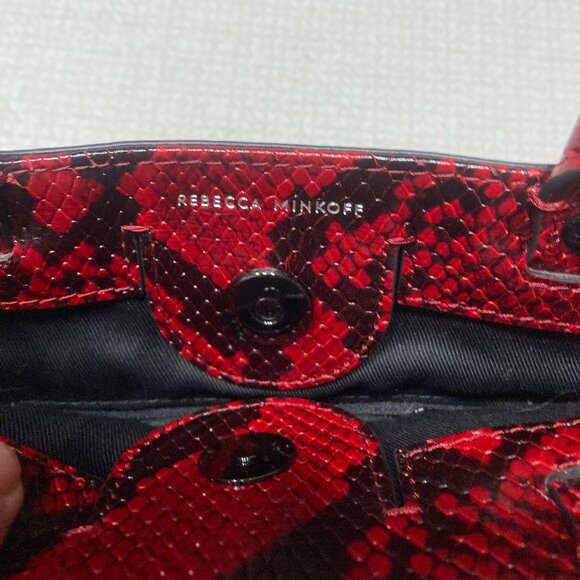 NWOT Rebecca Minkoff Red & Black Snake Embossed Leather Crossbody/Satchel - Picture 11 of 12